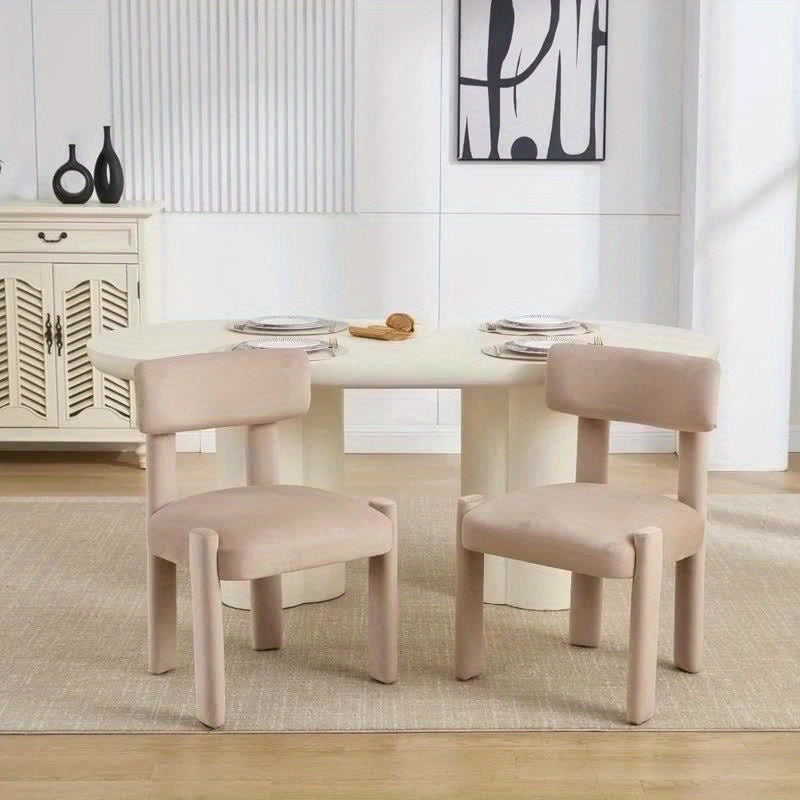 Set of 2 Comfortable Modern Dining Chairs, Armless Upholstered Side Chairs with Back for Dining Room, Living Room, Home Office