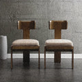 2pcs Fabric Dining Chairs Set, Beige Seating, Light Brown Rubber Wood Legs, 330 LBS Capacity, Versatile Home Kitchen Furniture, Sturdy & Stylish