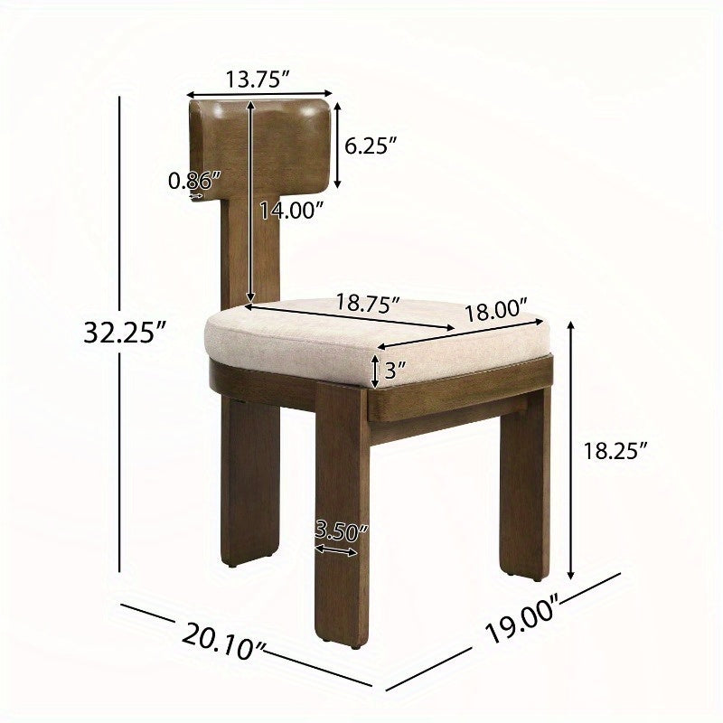 2pcs Fabric Dining Chairs Set, Beige Seating, Light Brown Rubber Wood Legs, 330 LBS Capacity, Versatile Home Kitchen Furniture, Sturdy & Stylish