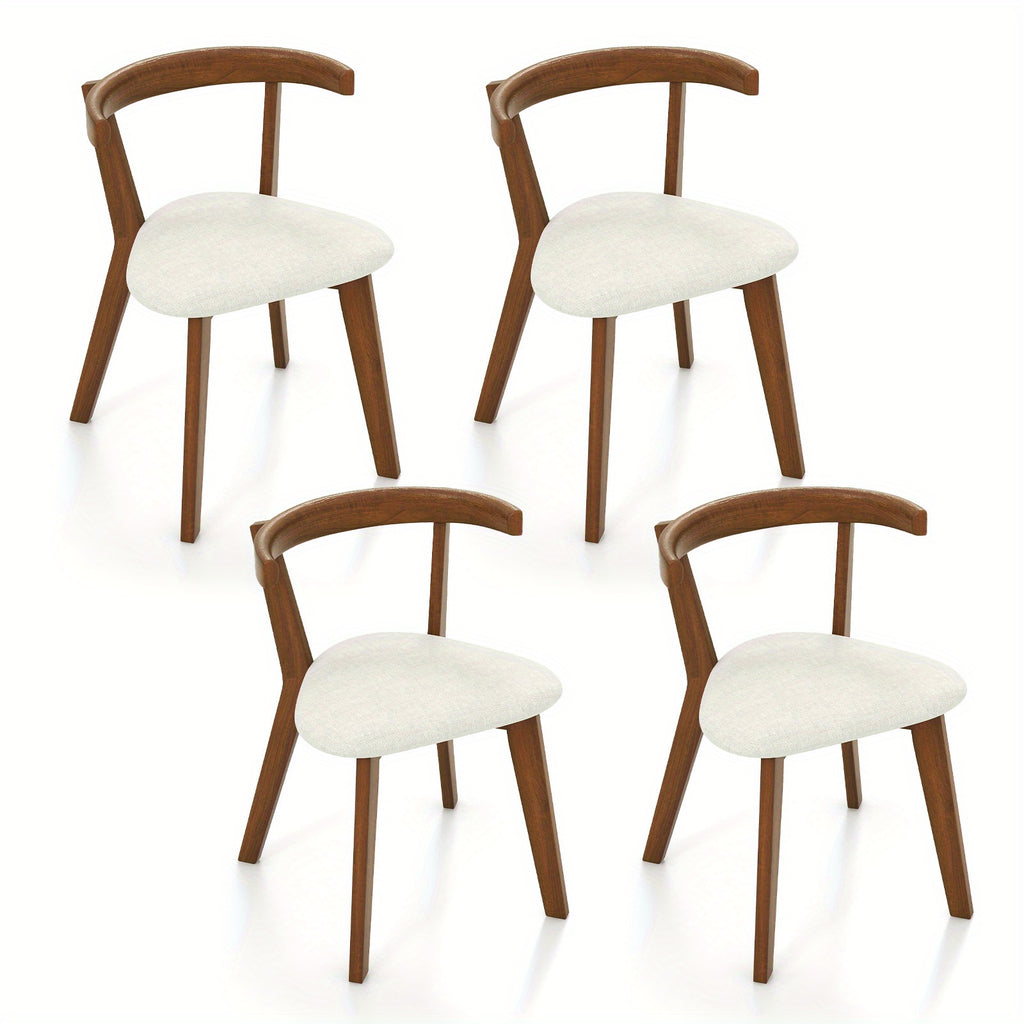 MULTIGOT Wood Dining Chair Set of 2\u002F 4, Space-Saving Hanging Upholstered Kitchen Chairs w\u002F Padded Seat & Curved Back, Farmhouse Armless Side Chairs for Living Room Dining Room Apartment