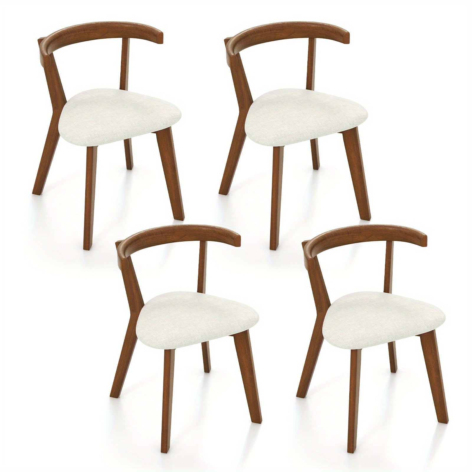MULTIGOT Wood Dining Chair Set of 2\u002F 4, Space-Saving Hanging Upholstered Kitchen Chairs w\u002F Padded Seat & Curved Back, Farmhouse Armless Side Chairs for Living Room Dining Room Apartment