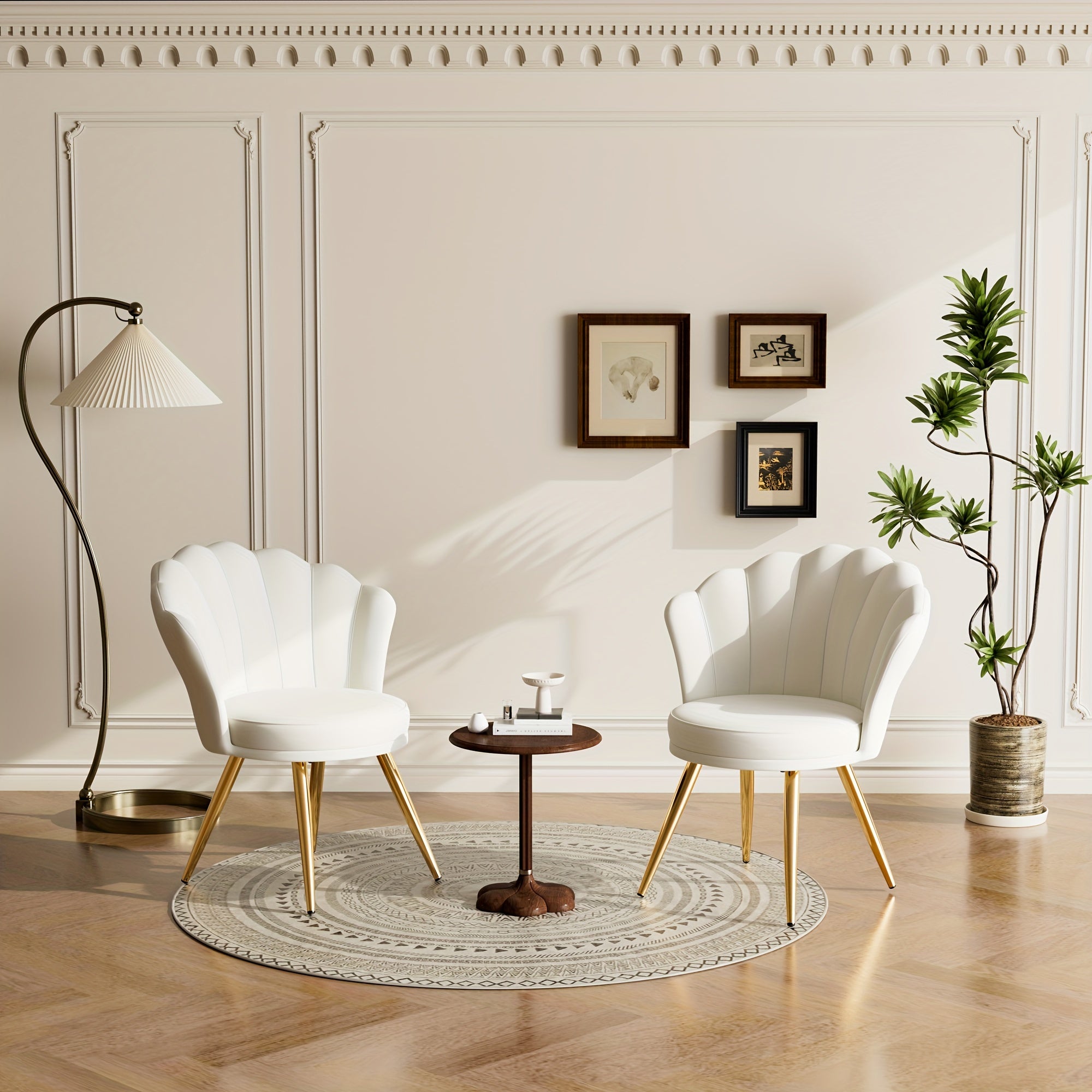 1pc Velvet Dining Chairs - Woven Upholstered, Golden Metal Legs, Modern Accent for Living Room, Dining Room, Kitchen, Comfortable Seating Solution