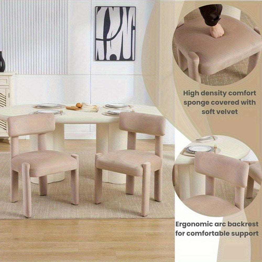 Set of 2 Comfortable Modern Dining Chairs, Armless Upholstered Side Chairs with Back for Dining Room, Living Room, Home Office