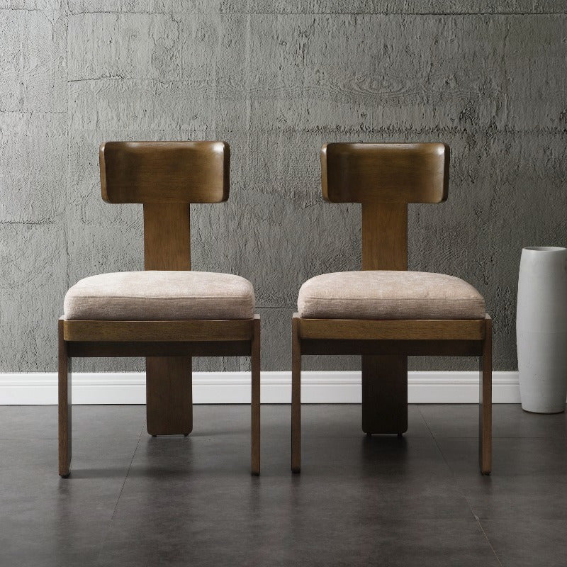2pcs Fabric Dining Chairs Set, Beige Seating, Light Brown Rubber Wood Legs, 330 LBS Capacity, Versatile Home Kitchen Furniture, Sturdy & Stylish