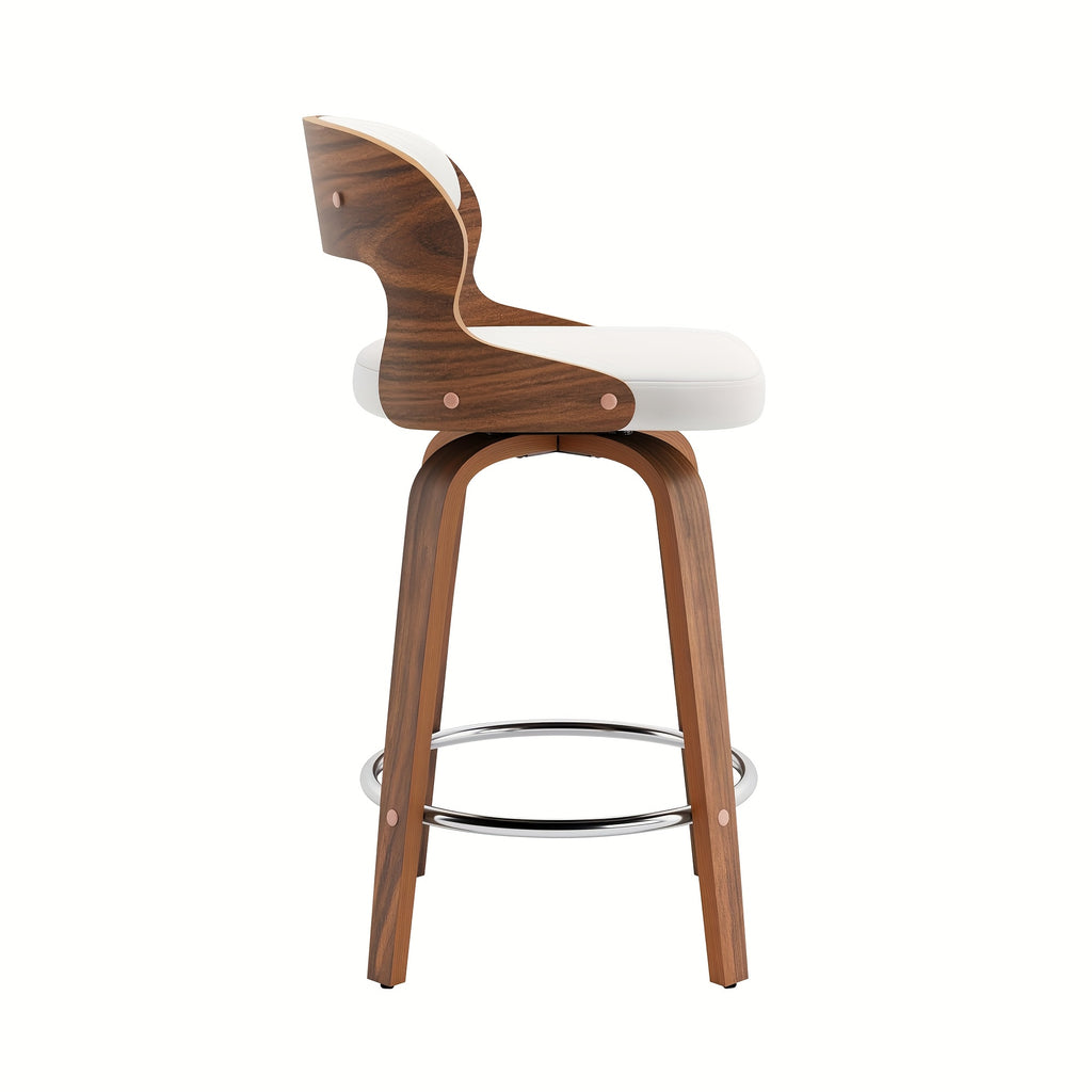 White\u002FBeige Dining Chair, 26-inch Faux Leather Swivel Dining Chair, 360° Swivel Dining Chair, With Backrest, Suitable For Kitchen, Living Room, Dining Room