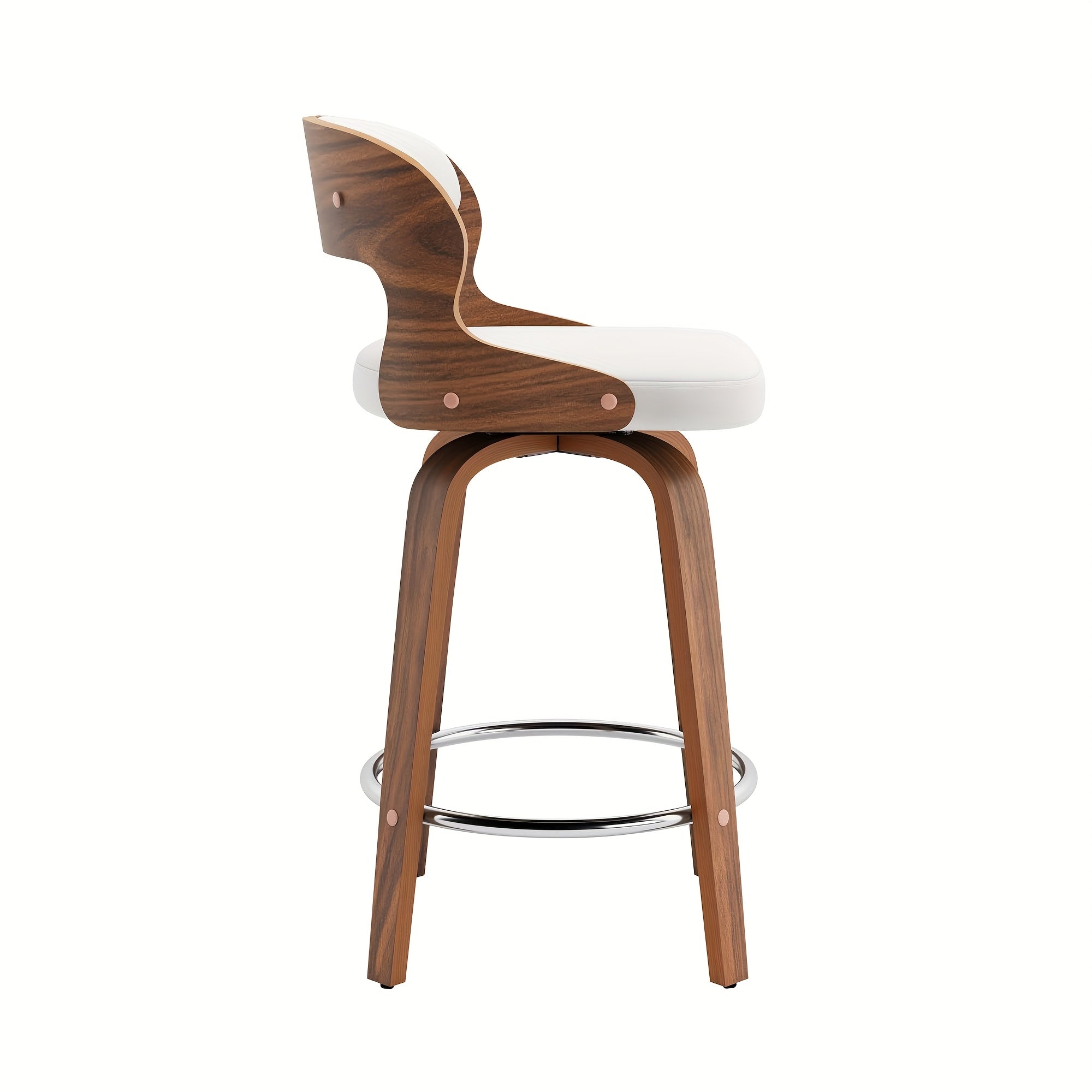 White\u002FBeige Dining Chair, 26-inch Faux Leather Swivel Dining Chair, 360° Swivel Dining Chair, With Backrest, Suitable For Kitchen, Living Room, Dining Room