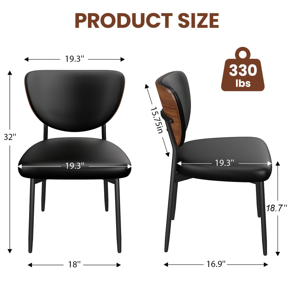 Dining Chair Set of 2, Shell Pattern Upholstered PU Leather with Adjustable Feet, Sponge Backrest and Metal Legs, Suitable for Home Restaurant & Kitchen, Kitchen Seating and Restaurant Chairs, Stylish Seating with Contemporary Design, Highquality Leather