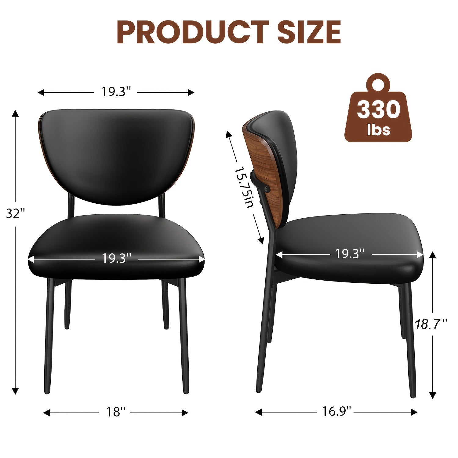 Dining Chair Set of 2, Shell Pattern Upholstered PU Leather with Adjustable Feet, Sponge Backrest and Metal Legs, Suitable for Home Restaurant & Kitchen, Kitchen Seating and Restaurant Chairs, Stylish Seating with Contemporary Design, Highquality Leather