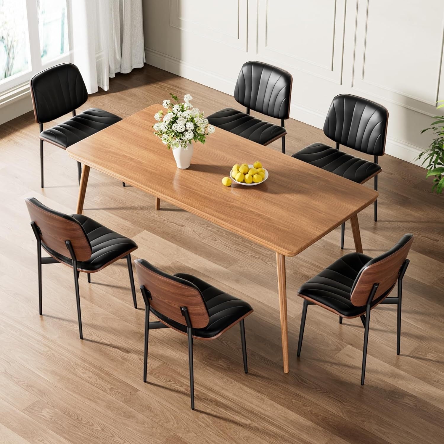 Dining Chair Set of 2, Shell Pattern Upholstered PU Leather with Adjustable Feet, Sponge Backrest and Metal Legs, Suitable for Home Restaurant & Kitchen, Kitchen Seating and Restaurant Chairs, Stylish Seating with Contemporary Design, Highquality Leather