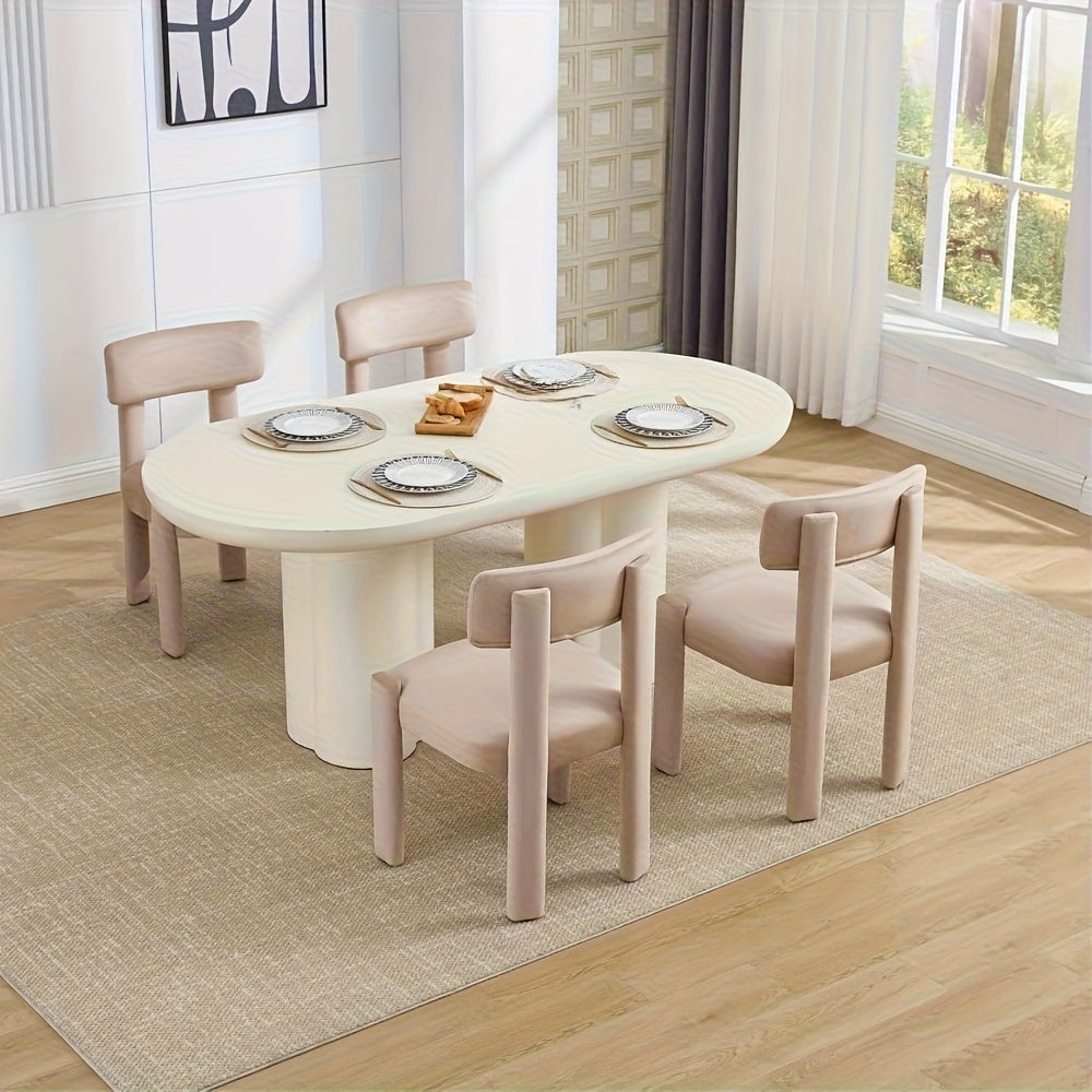 Set of 2 Comfortable Modern Dining Chairs, Armless Upholstered Side Chairs with Back for Dining Room, Living Room, Home Office