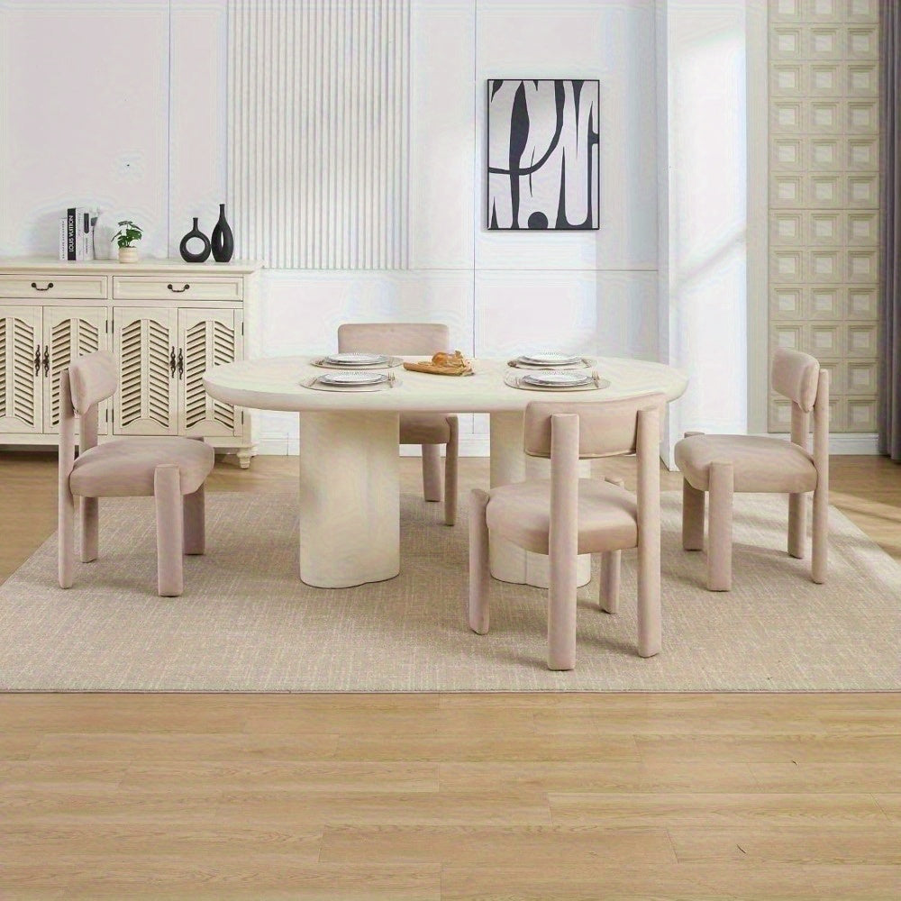 Set of 2 Comfortable Modern Dining Chairs, Armless Upholstered Side Chairs with Back for Dining Room, Living Room, Home Office