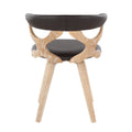 LumiSource Gardenia Chair - Mid-Century Modern Swivel Accent\u002FDining Chair with White Washed Wood Frame & Brown Faux Leather, Cut-Out Backrest, Curved Legs - Assembly Required, Use Suitable for Modern Farmhouse, Scandinavian, Mid-Century Decor
