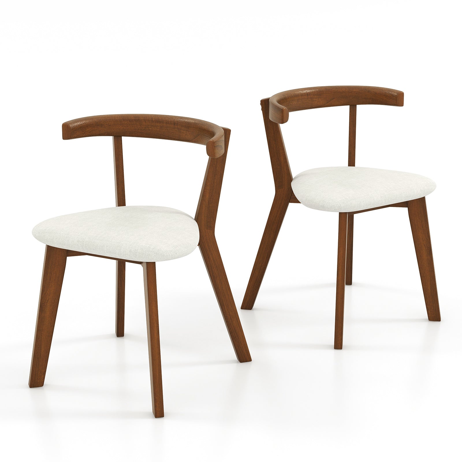 MULTIGOT Wood Dining Chair Set of 2\u002F 4, Space-Saving Hanging Upholstered Kitchen Chairs w\u002F Padded Seat & Curved Back, Farmhouse Armless Side Chairs for Living Room Dining Room Apartment