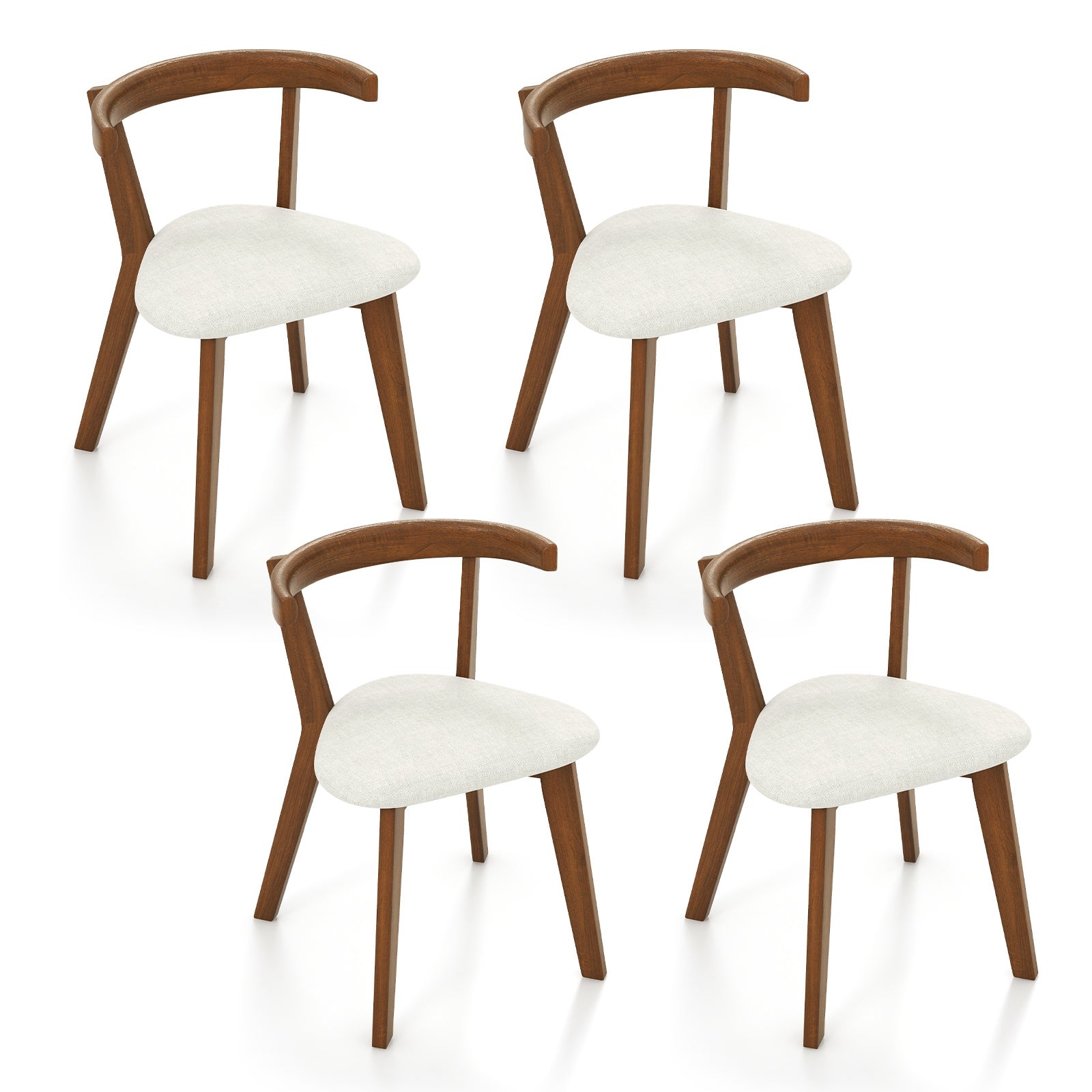 MULTIGOT Wood Dining Chair Set of 2\u002F 4, Space-Saving Hanging Upholstered Kitchen Chairs w\u002F Padded Seat & Curved Back, Farmhouse Armless Side Chairs for Living Room Dining Room Apartment